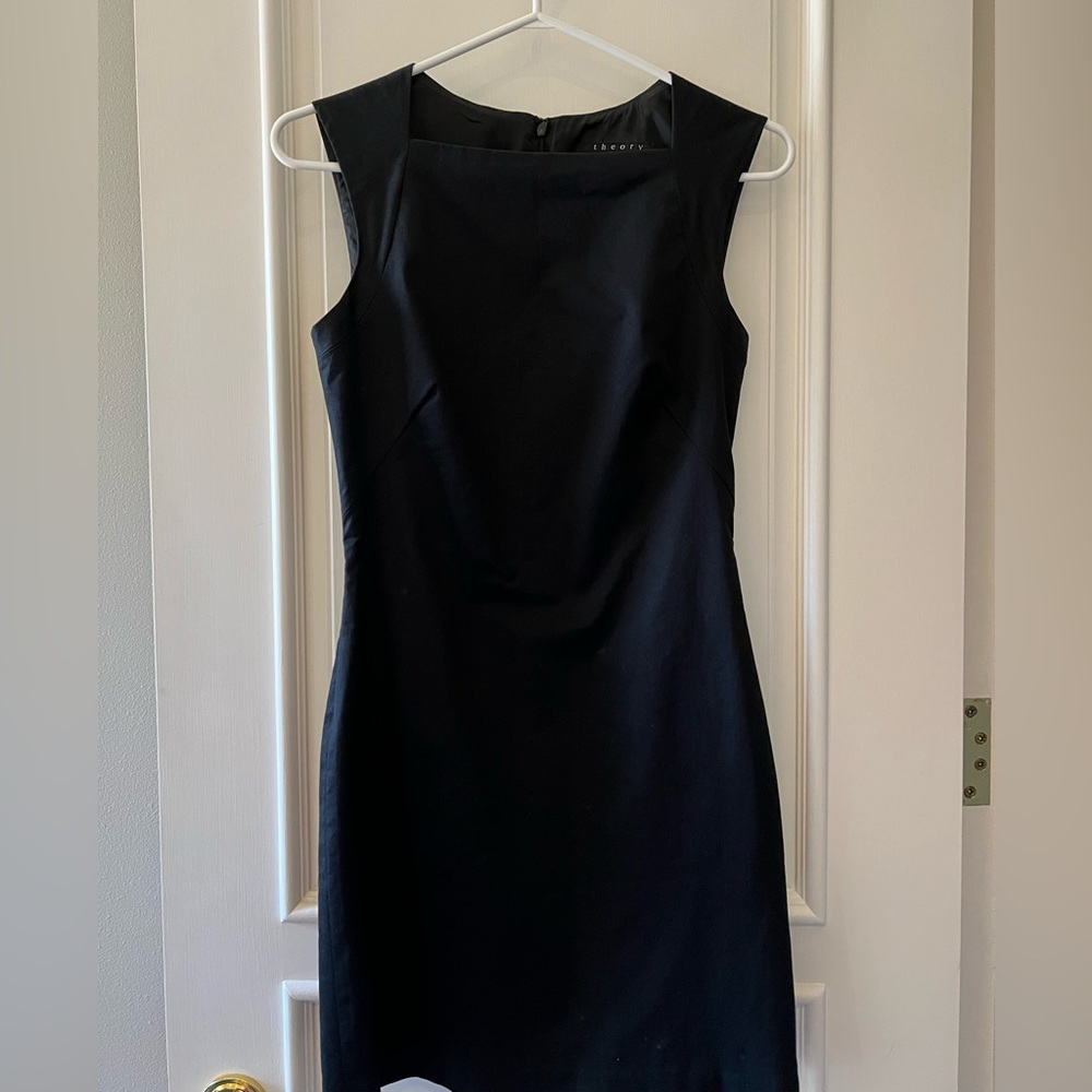 Theory black mini shift dress